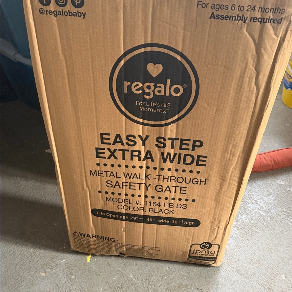 Regalo Easy Step Extra Wide Metal Walk-Through Safety Gate - Black